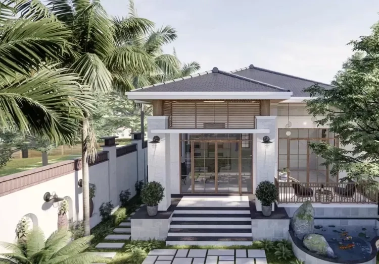 Xu hướng trẻ hóa không gian với nhà mái thái chữ l phong cách hiện đại