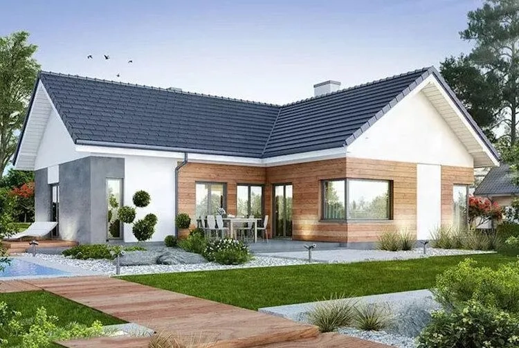 Bố trí hợp lý cho gia đình nhà mái thái chữ l 3 phòng ngủ