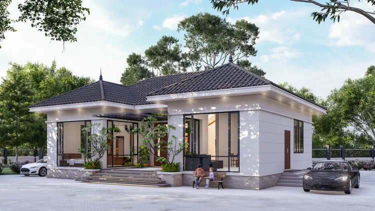 Vẻ bền vững của nhà mái thái chữ u mái ngói