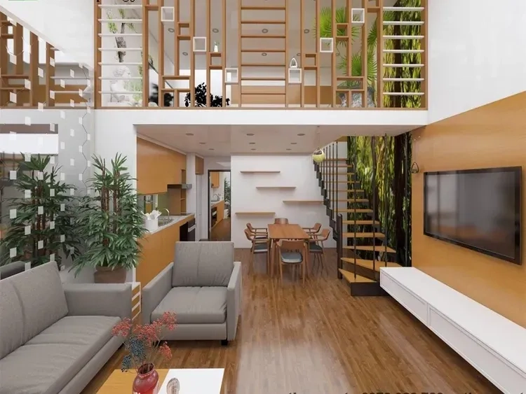 Phong cách trẻ trung của nhà mái thái có gác lửng hiện đại