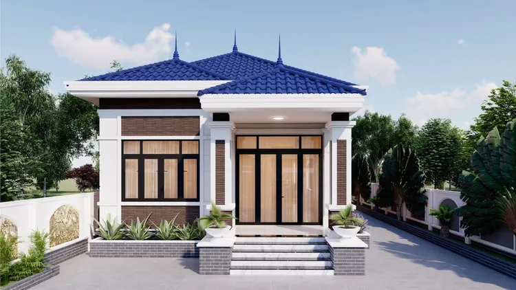 Bố trí nhà mái thái đơn giản 3 phòng ngủ