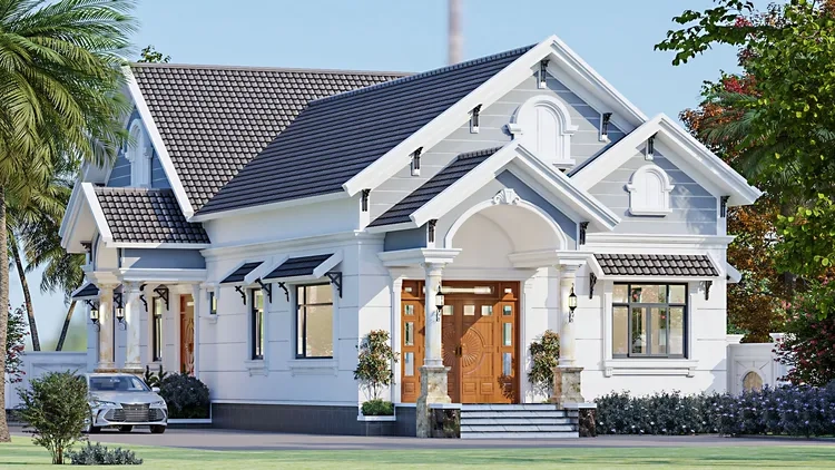 Giải pháp tối ưu công năng cùng nhà mái thái hiện đại 2 tầng