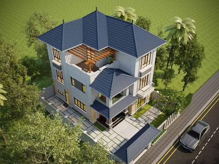 Phong cách sống tiện nghi với nhà mái thái hiện đại thành phố