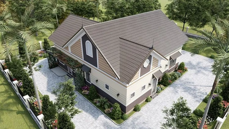 Không gian quây quần lý tưởng nhờ nhà mái thái hiện đại chữ u