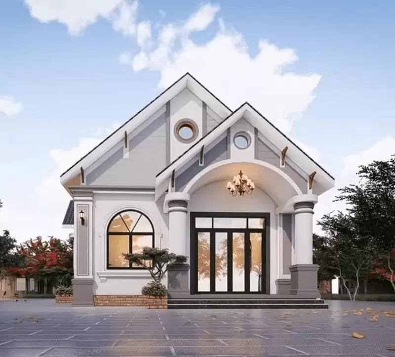 Giải pháp đẹp gọn cho nhà mái thái hiện đại mặt tiền 8m