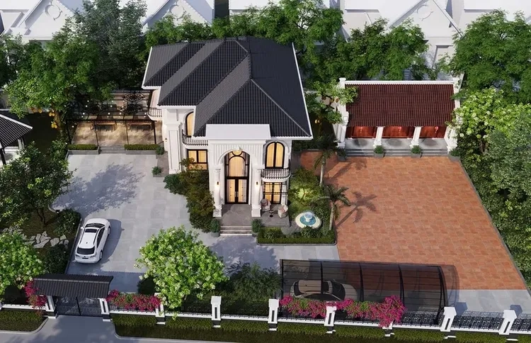 Nhà mái thái tân cổ điển nông thôn gần gũi