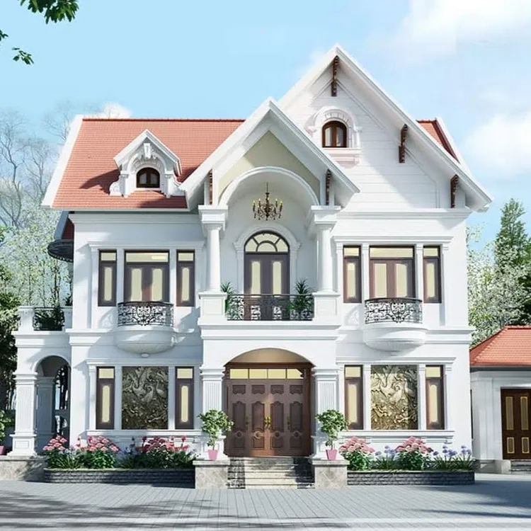 Điểm nhấn màu sắc với nhà mái thái vuông mái thái xanh