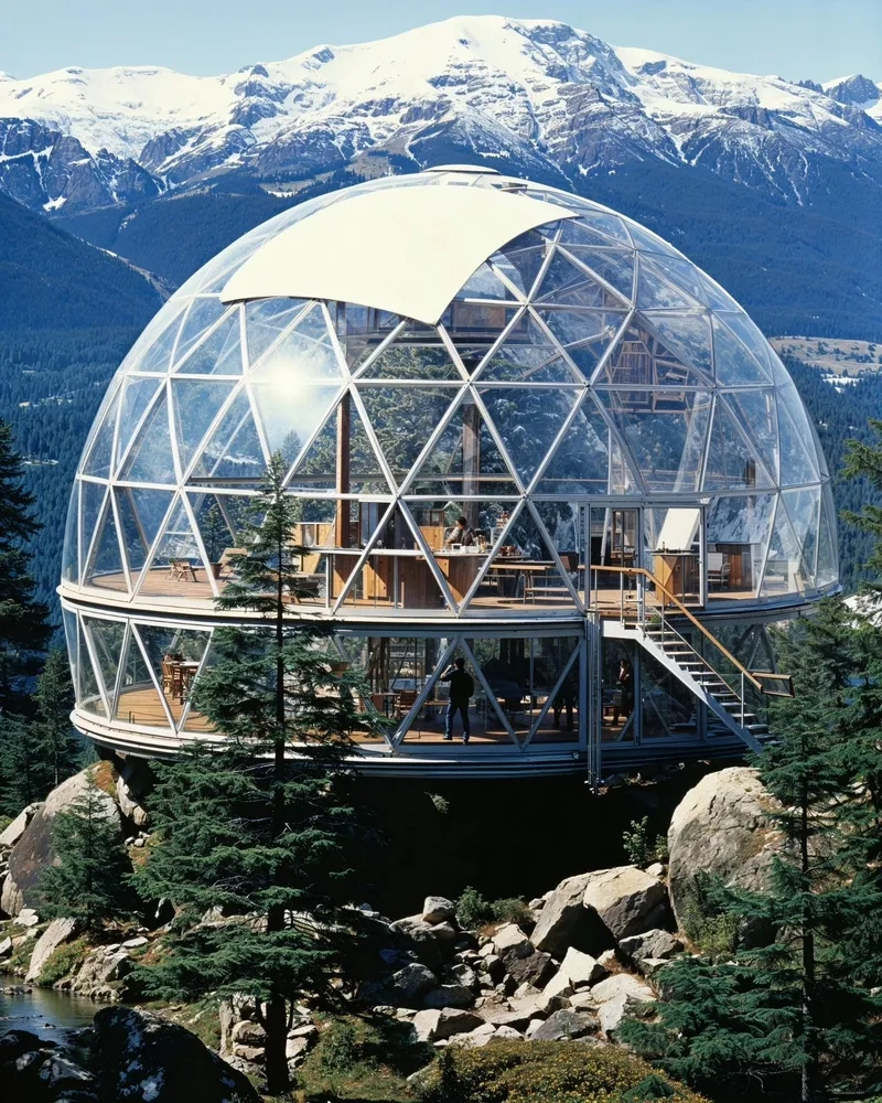 Bản thiết kế nhà mái vòm kính sang