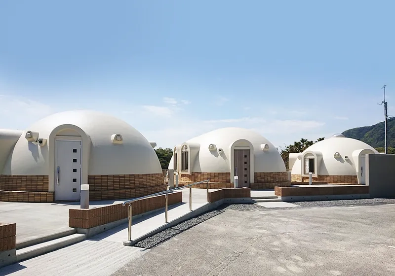 Phối cảnh quan resort mái vòm xanh