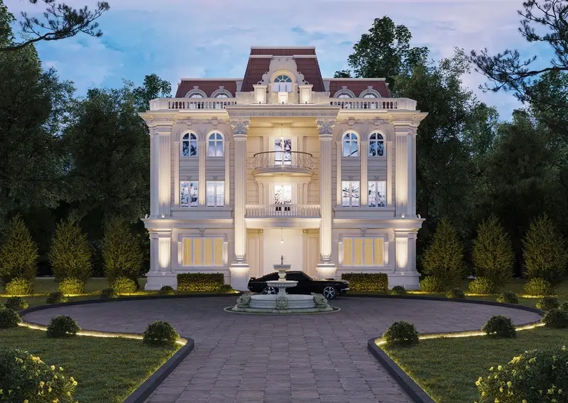 Mái mansard lợp đá Slate thiết kế đẹp hài hòa tổng thể