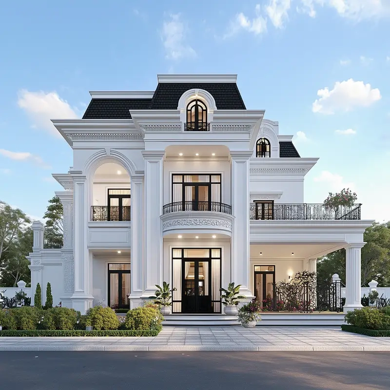 Mái mansard lợp đá Slate hoàn thiện chỉn chu sắc nét