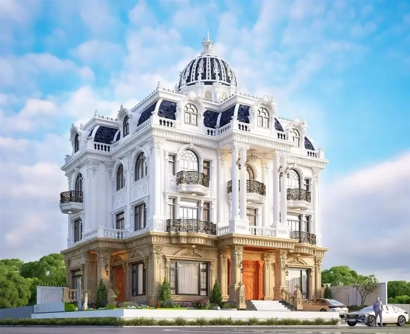 Biệt thự mái Mansard mang phong cách hiện đại rõ nét