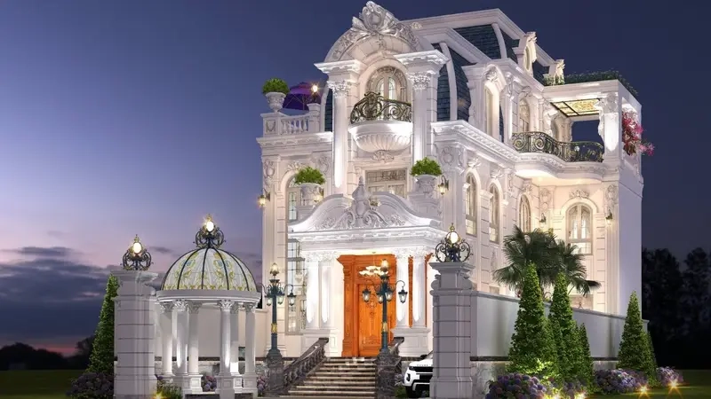 Phong cách mặt tiền biệt thự Mansard tân cổ điển thanh lịch