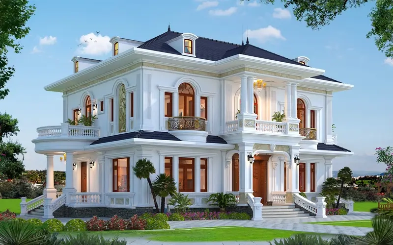 Mặt tiền biệt thự Mansard châu âu sang trọng nổi bật
