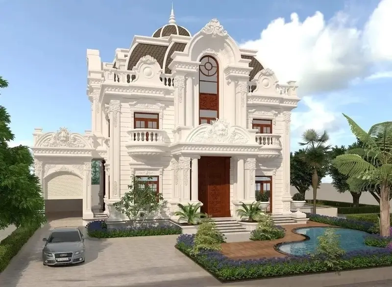 Mặt tiền nhà mái Mansard chuẩn xu hướng thiết kế