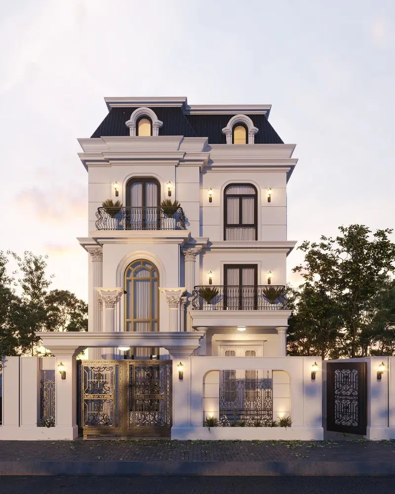 Nhà mái Mansard 4 tầng mang vẻ đẹp hài hòa tinh tế