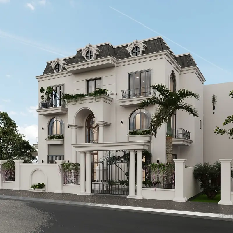 Nhà mái Mansard 4 tầng thể hiện sự sang trọng bậc nhất