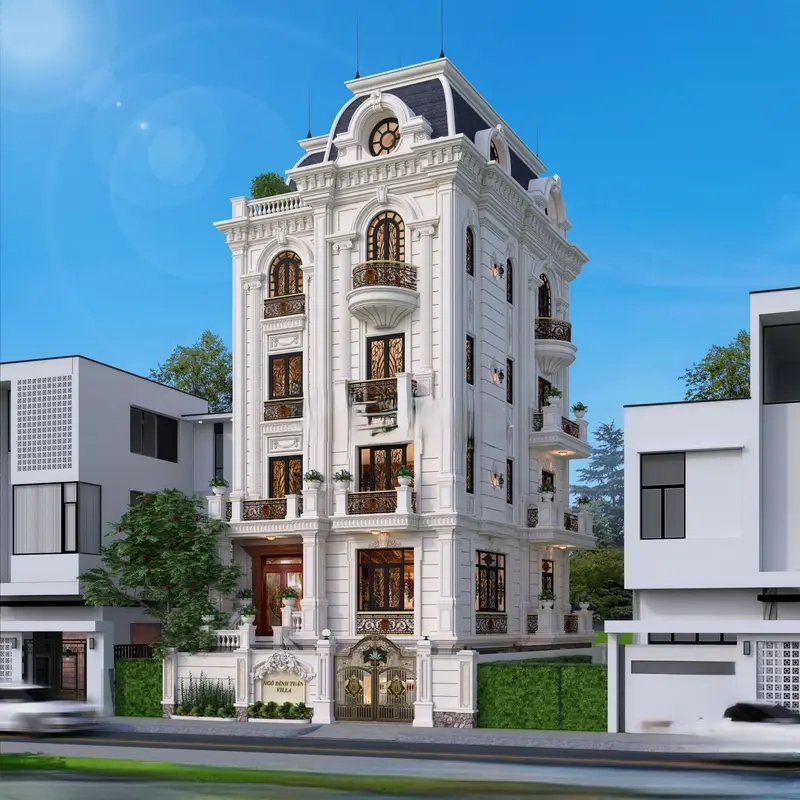 Nhà mái Mansard châu Âu phong cách cổ đầy chiều sâu