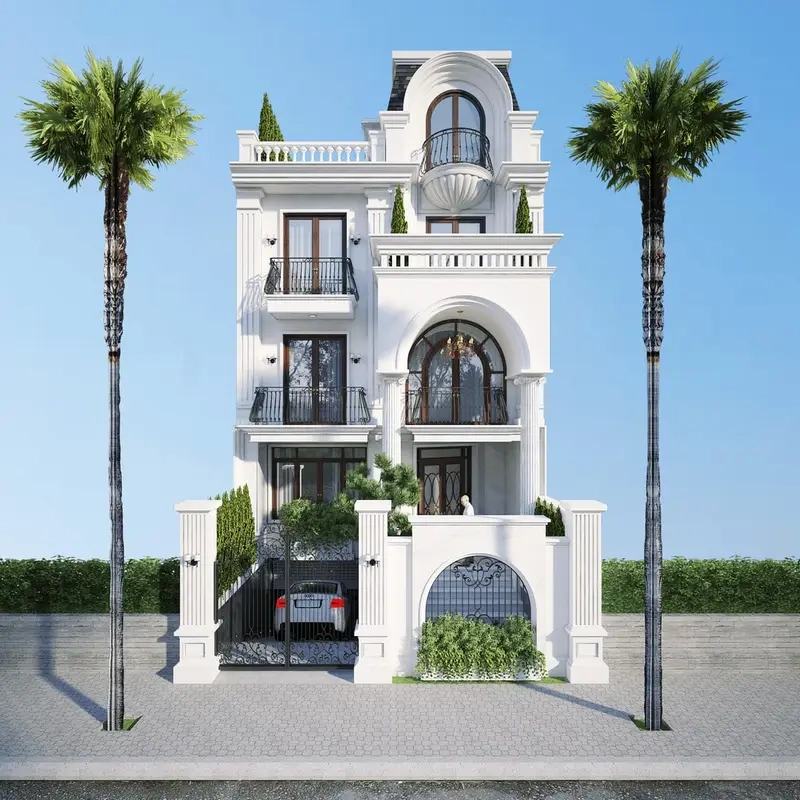 Ảnh nhà mái Mansard cổ điển đẹp tôn vinh vẻ đẹp tinh tế