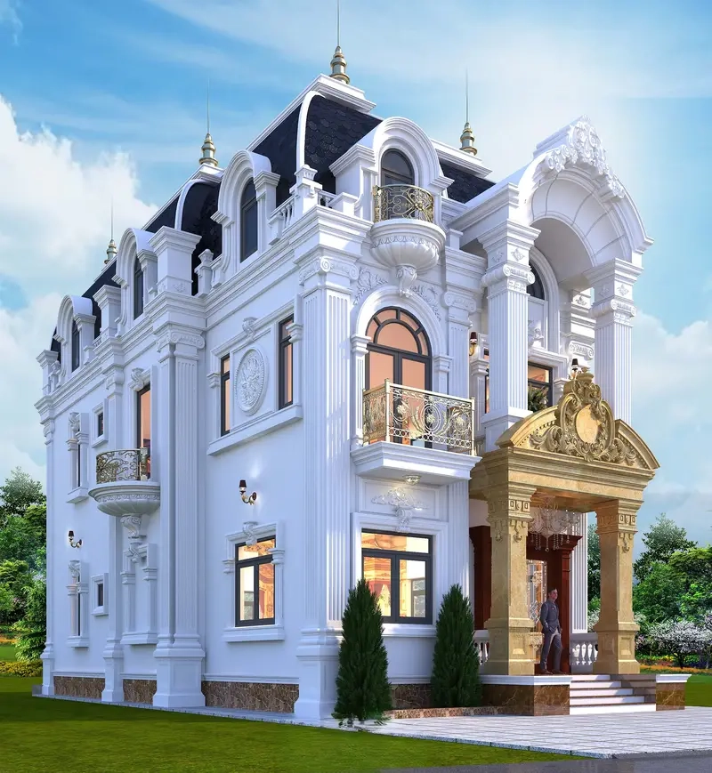 Ảnh nhà mái Mansard cổ điển sang trọng đầy cuốn hút