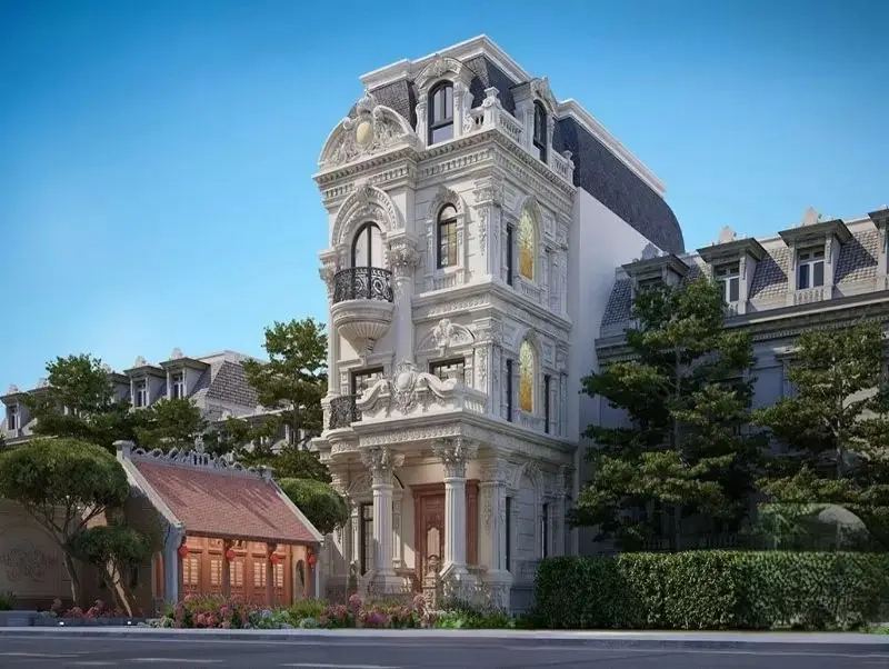 Ảnh nhà mái Mansard cổ điển kiến trúc hài hòa