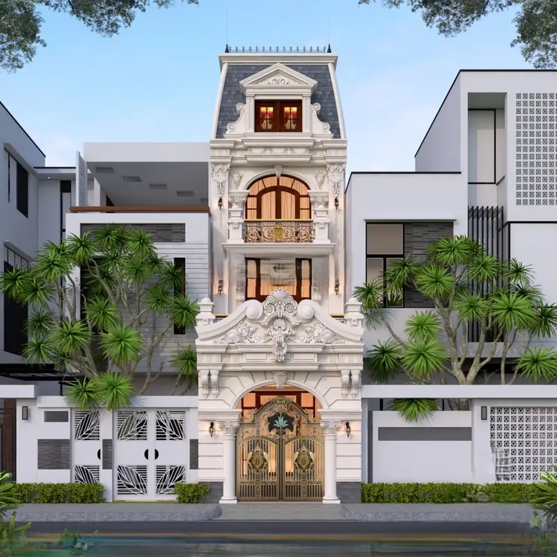 Ảnh nhà mái Mansard cổ điển nghệ thuật tinh xảo