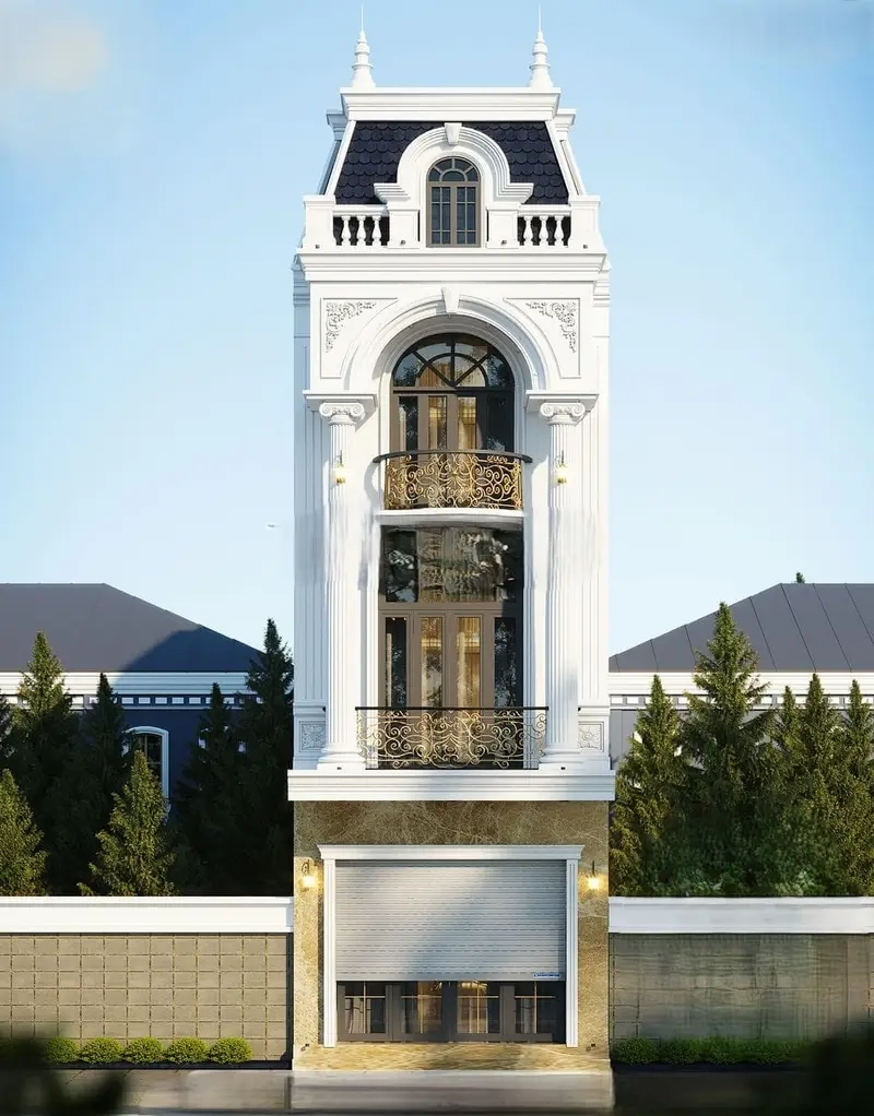 Nhà mái Mansard có tầng áp mái chuẩn kiến trúc châu Âu