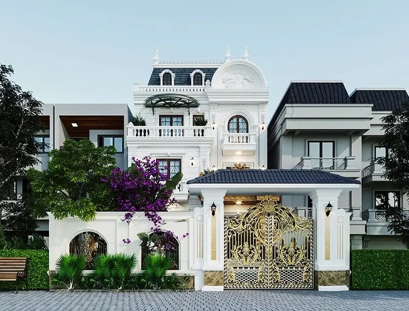 Nhà mái Mansard có tầng áp mái dành cho biệt thự đẹp