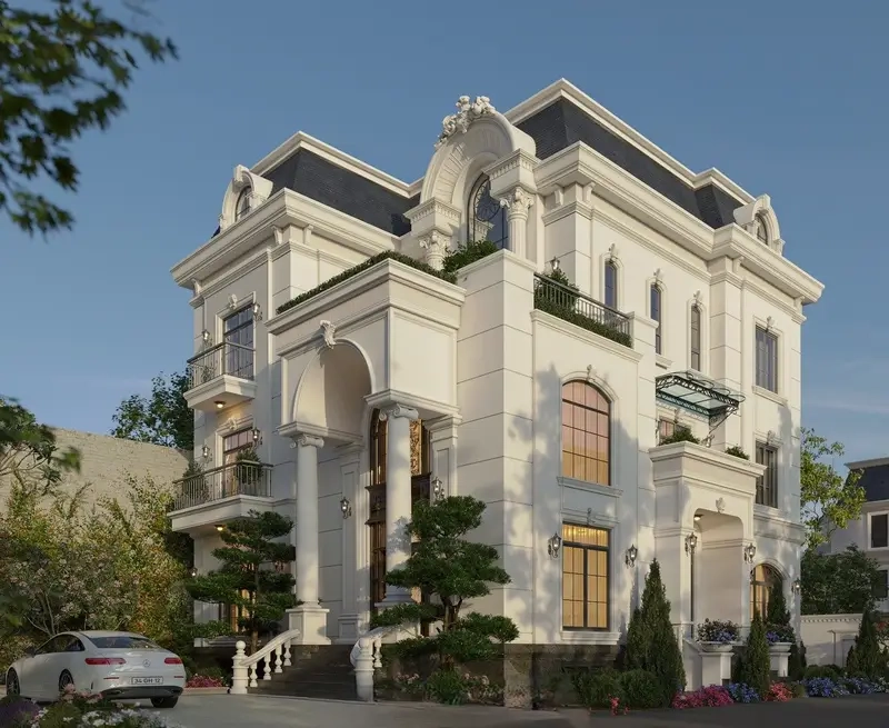 Nhà mái Mansard có tầng áp mái phong cách châu Âu