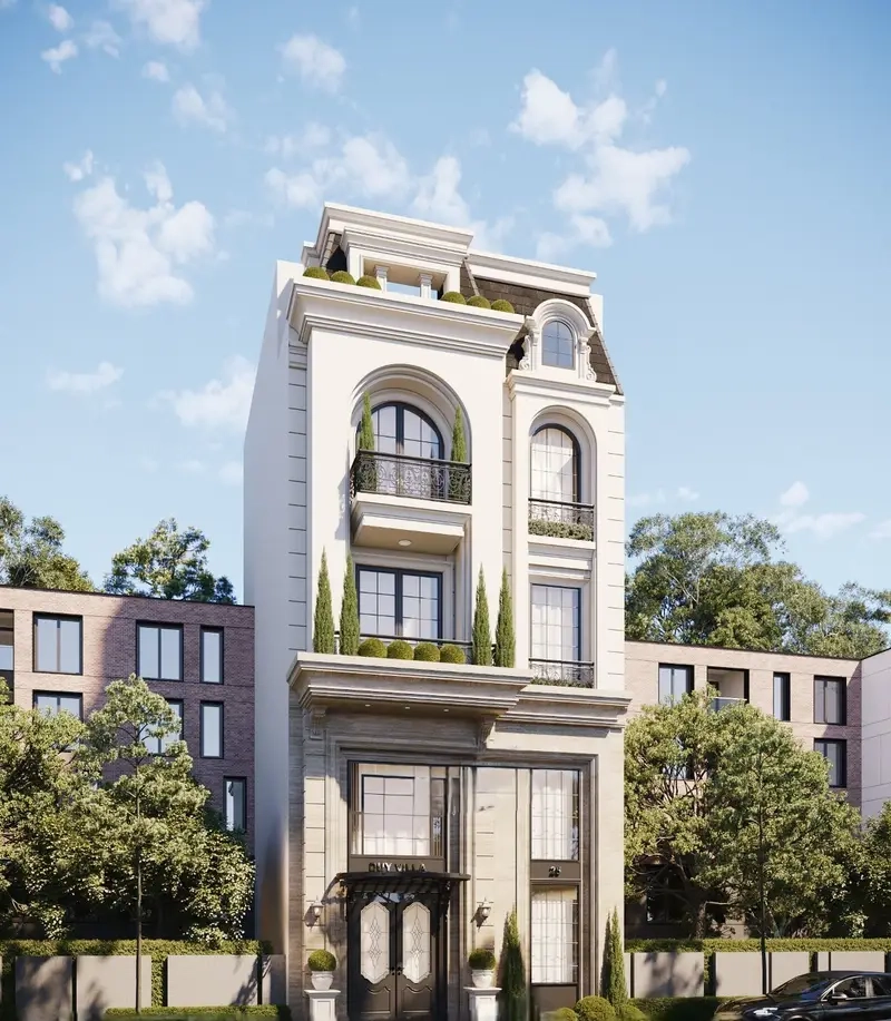 Nhà mái mansard kiểu Pháp cổ điển đậm chất Âu