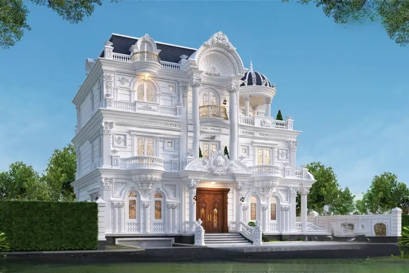 Nhà mái mansard kiểu Pháp hiện đại tinh tế