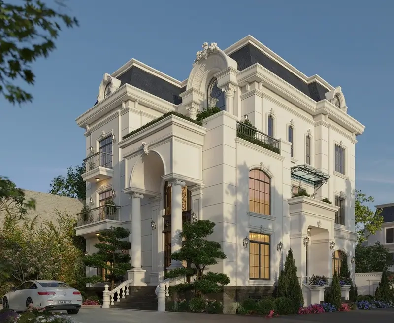 Nhà mái mansard kiểu Pháp châu Âu cuốn hút