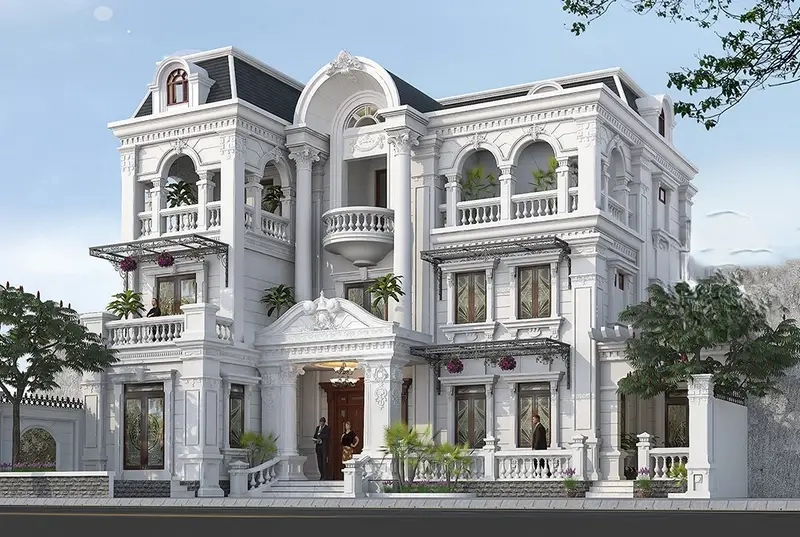 Nhà mái mansard kiểu Pháp tân cổ điển đẹp