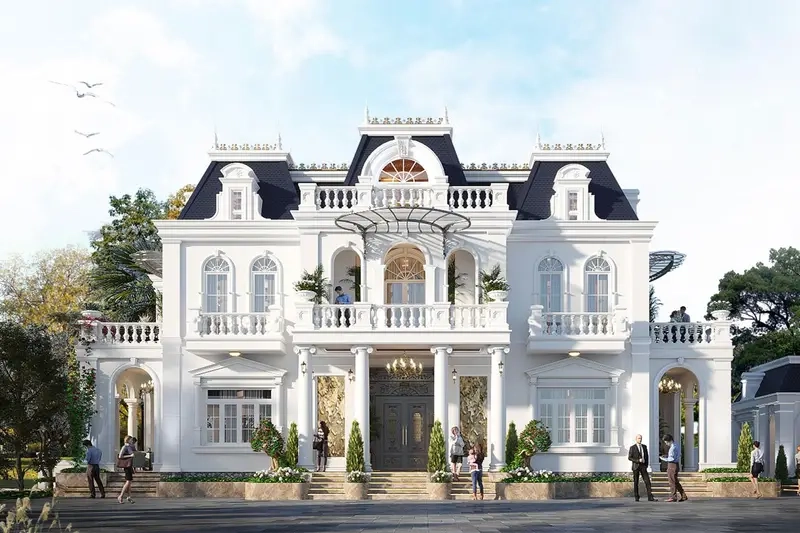 Nhà mái Mansard sang trọng biệt thự bề thế