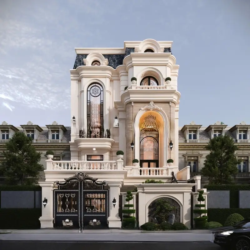 Nhà mái Mansard sang trọng ngoại thất cuốn hút