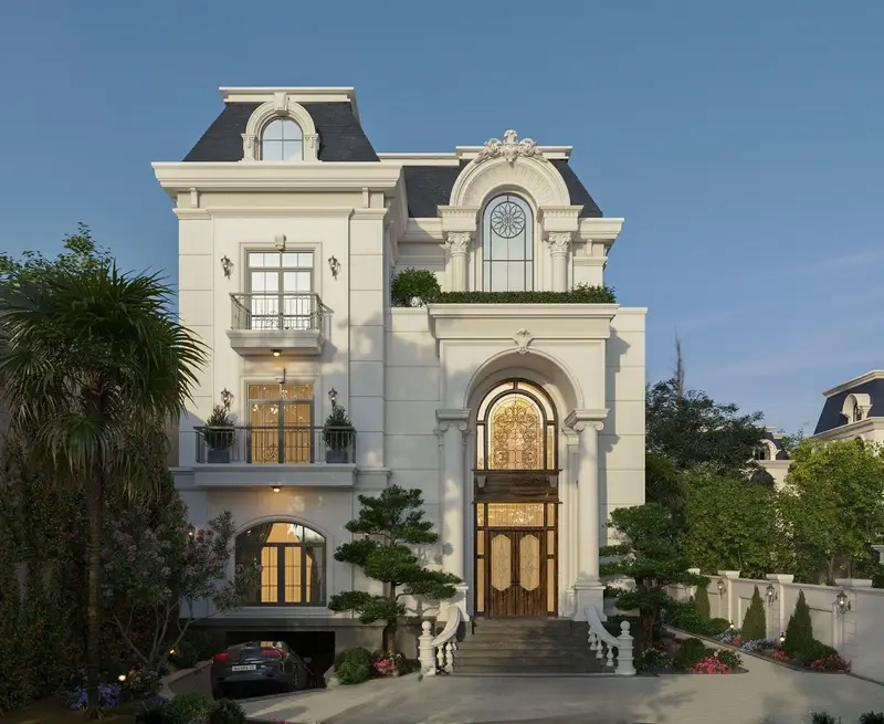 Ảnh nhà phố mái Mansard sang trọng tạo điểm nhấn