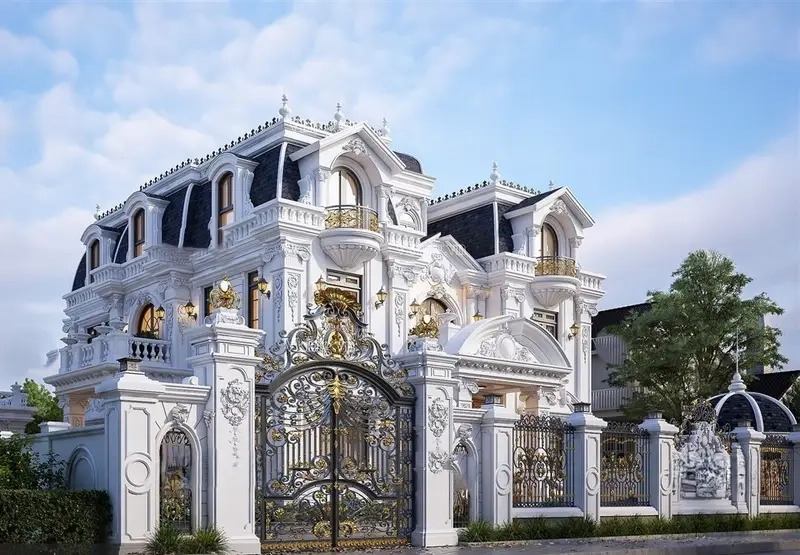 Phối cảnh nhà mái Mansard có tầng áp mái tiện dụng