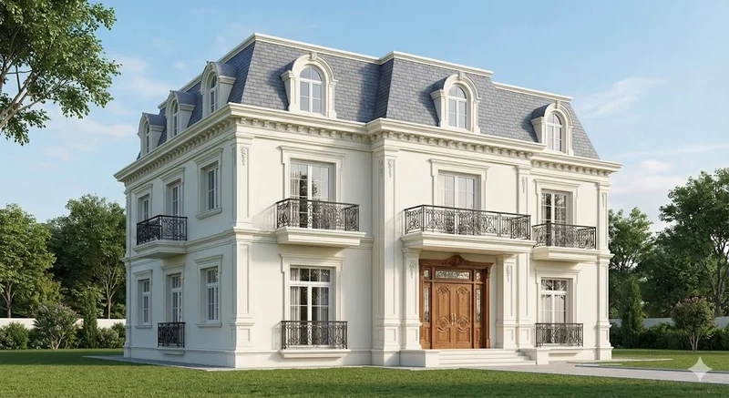 nhà mái mansard 2 tầng mang vẻ đẹp cổ điển