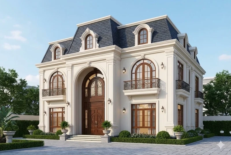 82+ mẫu nhà mái mansard 2 tầng chuẩn phong cách Pháp