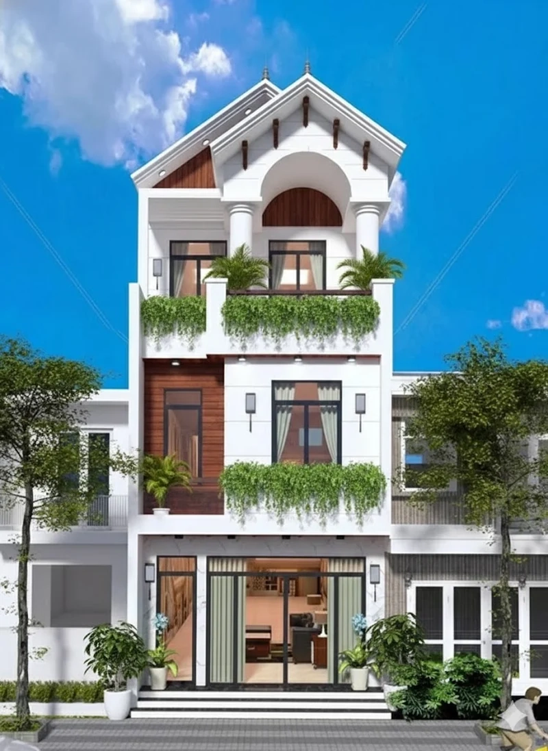 Nhà ống mái Thái mang vẻ đẹp sang trọng