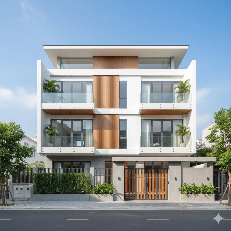 Xem ngay Nhà phố mái bằng hiện đại thực tế