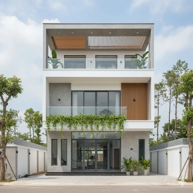 Nhà phố mái bằng hiện đại hợp gia đình trẻ