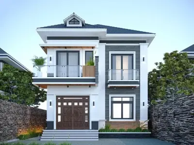 Những ảnh mẫu mặt tiền nhà mái thái 2 tầng được ưa chuộng