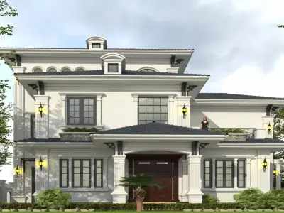 Mặt tiền biệt thự mái Mansard chạm đến chuẩn mực đỉnh cao