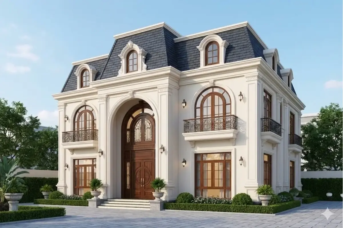 82+ mẫu nhà mái mansard 2 tầng chuẩn phong cách Pháp