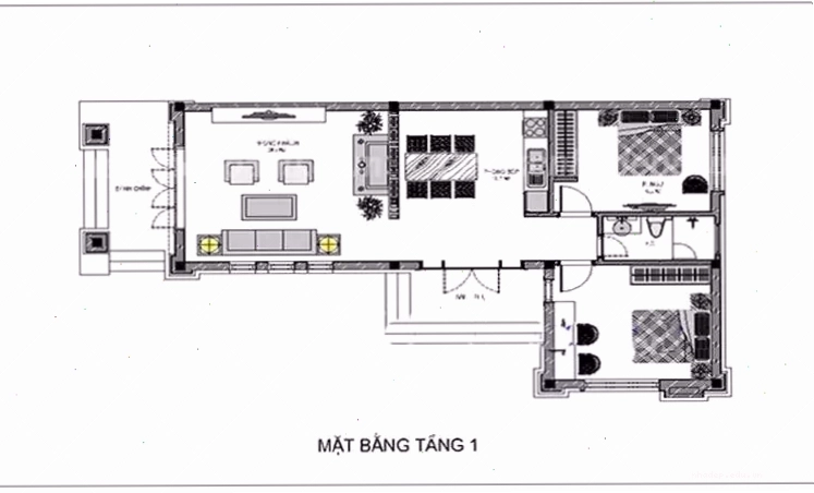 Bản vẽ chi tiết nhà cấpL mái bằng cho không gian nông thôn