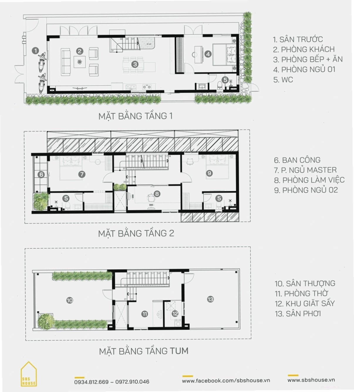 Bản vẽ công năng mẫu nhà lệch tầng 5x16m hiện đại