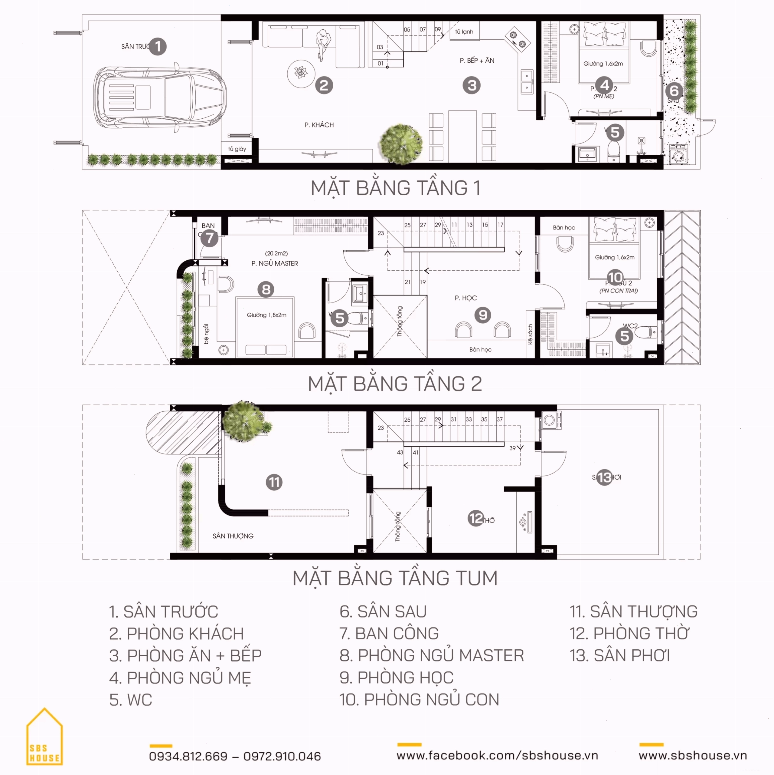 Bản vẽ công năng nhà lệch tầng 5x20 thể hiện sự phân chia không gian hợp lý
