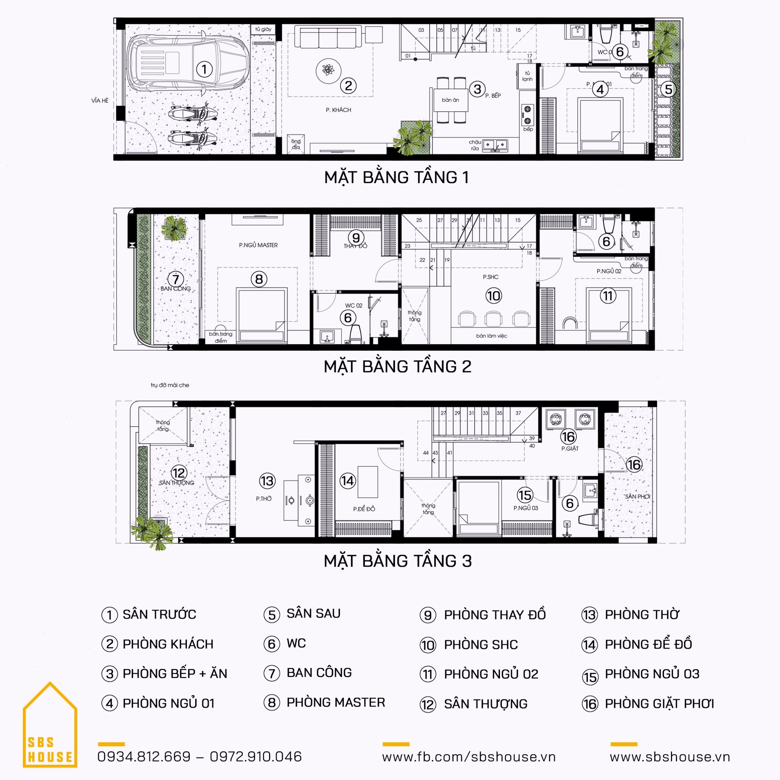 Bản vẽ nhà lệch tầng 5x20 3 tầng chi tiết