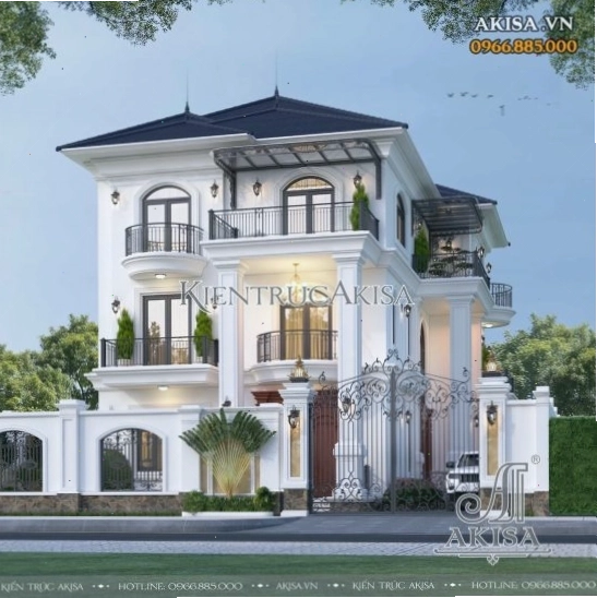 Biệt thự 3 tầng mái Nhật tân cổ điển tại Hải Phòng (CĐT: ông Quy) BT321072
